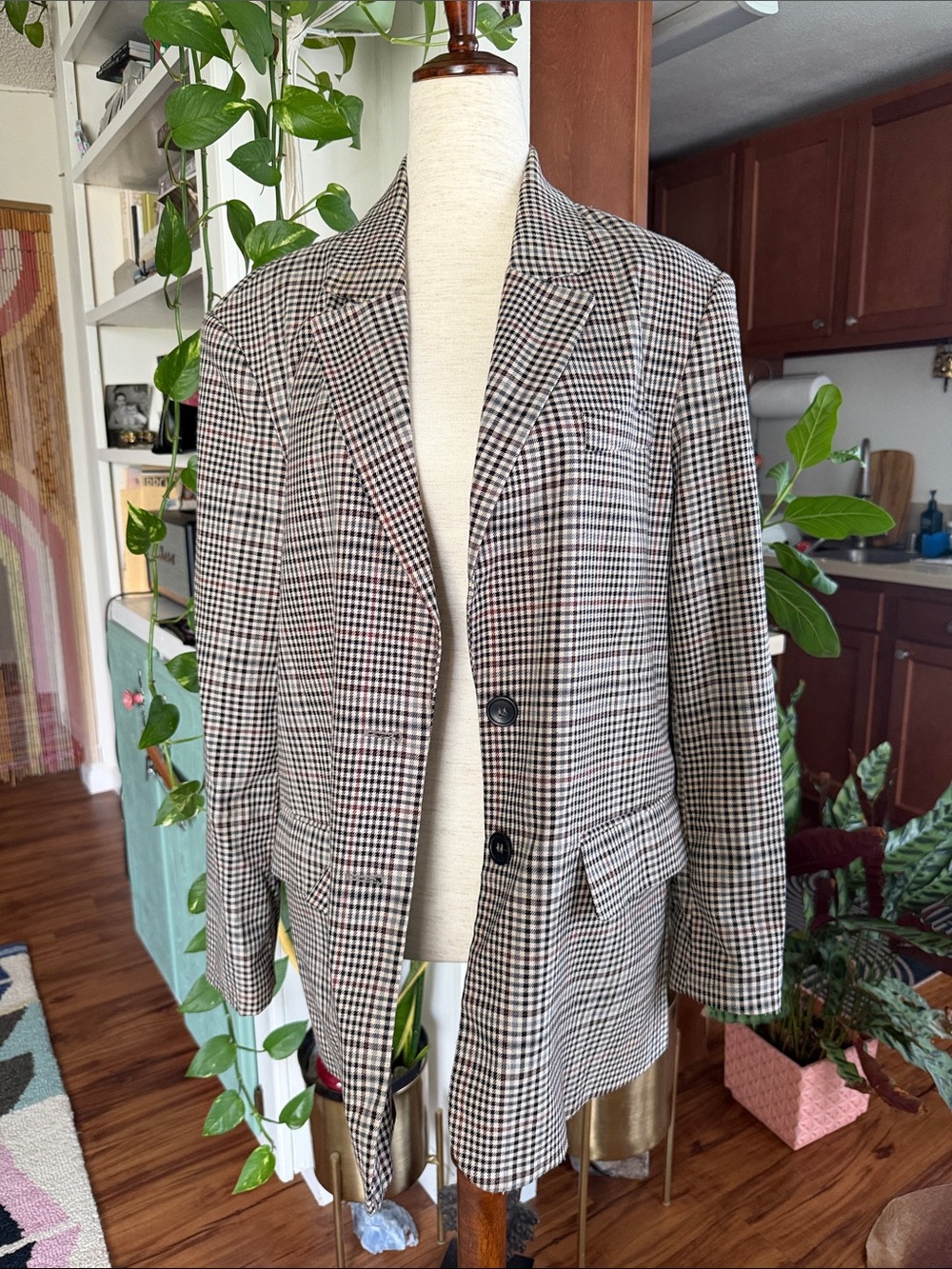 Zara Multicolor Checked Blazer Jacket